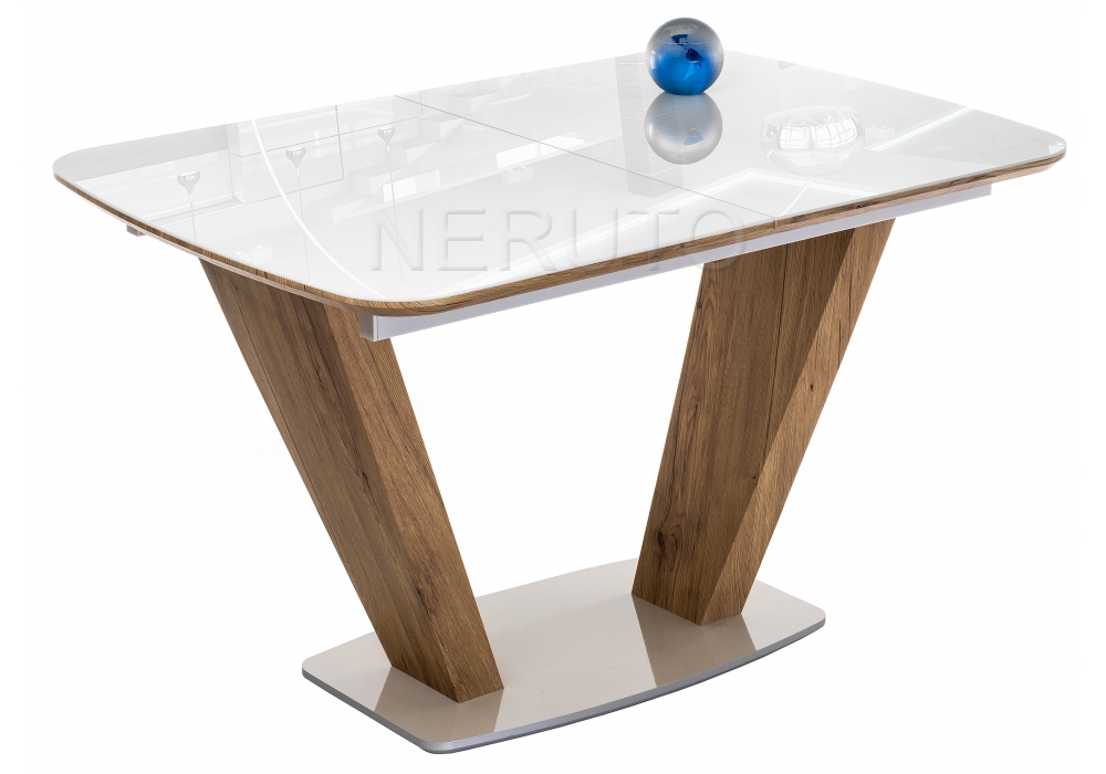 Стол на тумбе Petir белый / дуб монтана